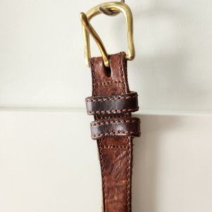 Brown leather belt with brass buckle size 36